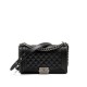 CHANEL BOY Medium Flap Bag in Grained Calfskin Leather - Black & Silver