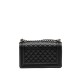 CHANEL BOY Medium Flap Bag in Grained Calfskin Leather - Black & Silver