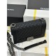 CHANEL BOY Medium Flap Bag in Grained Calfskin Leather - Black & Silver