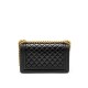 CHANEL BOY Medium Flap Bag in Calfskin Leather - Black & Gold