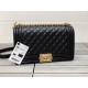 CHANEL BOY Medium Flap Bag in Calfskin Leather - Black & Gold