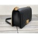 CHANEL BOY Medium Flap Bag in Calfskin Leather - Black & Gold