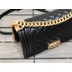 CHANEL BOY Medium Flap Bag in Calfskin Leather - Black & Gold