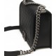 CHANEL BOY Medium Flap Bag in Calfskin Leather - Black & Silver