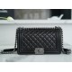 CHANEL BOY Medium Flap Bag in Calfskin Leather - Black & Silver