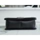 CHANEL BOY Medium Flap Bag in Calfskin Leather - Black & Silver