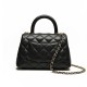 CHANEL COCO Top Handle Mini Flap Bag in Grained Calfskin - Black