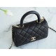 CHANEL COCO Top Handle Mini Flap Bag in Grained Calfskin - Black