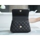 CHANEL COCO Top Handle Mini Flap Bag in Grained Calfskin - Black