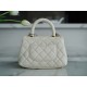 CHANEL COCO Top Handle Mini Flap Bag in Grained Calfskin - White