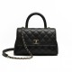 CHANEL COCO Top Handle Small Flap Bag in Grained Calfskin - Black