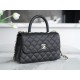 CHANEL COCO Top Handle Small Flap Bag in Grained Calfskin - Black