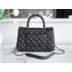 CHANEL COCO Top Handle Small Flap Bag in Grained Calfskin - Black