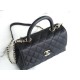 CHANEL COCO Top Handle Small Flap Bag in Grained Calfskin - Black