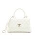 CHANEL COCO Top Handle Small Flap Bag in Grained Calfskin - White