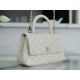 CHANEL COCO Top Handle Small Flap Bag in Grained Calfskin - White