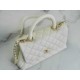 CHANEL COCO Top Handle Small Flap Bag in Grained Calfskin - White