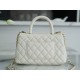 CHANEL COCO Top Handle Small Flap Bag in Grained Calfskin - White