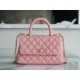 CHANEL COCO Top Handle Small Flap Bag in Grained Calfskin - Pink