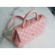 CHANEL COCO Top Handle Small Flap Bag in Grained Calfskin - Pink