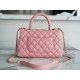 CHANEL COCO Top Handle Small Flap Bag in Grained Calfskin - Pink