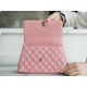 CHANEL COCO Top Handle Small Flap Bag in Grained Calfskin - Pink