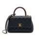 CHANEL COCO Top Handle Small Flap Bag in Grained Calfskin - Black