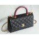 CHANEL COCO Top Handle Small Flap Bag in Grained Calfskin - Black