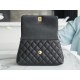 CHANEL COCO Top Handle Small Flap Bag in Grained Calfskin - Black