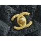 CHANEL COCO Top Handle Small Flap Bag in Grained Calfskin - Black