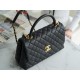 CHANEL COCO Top Handle Large Flap Bag in Grained Calfskin - Black