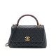 CHANEL COCO Top Handle Large Flap Bag in Grained Calfskin - Black