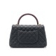 CHANEL COCO Top Handle Large Flap Bag in Grained Calfskin - Black