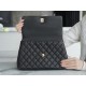 CHANEL COCO Top Handle Large Flap Bag in Grained Calfskin - Black