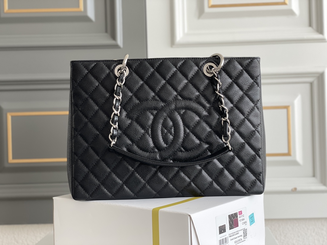 CHANEL Grand Shopping Tote Bag - Black & Silver