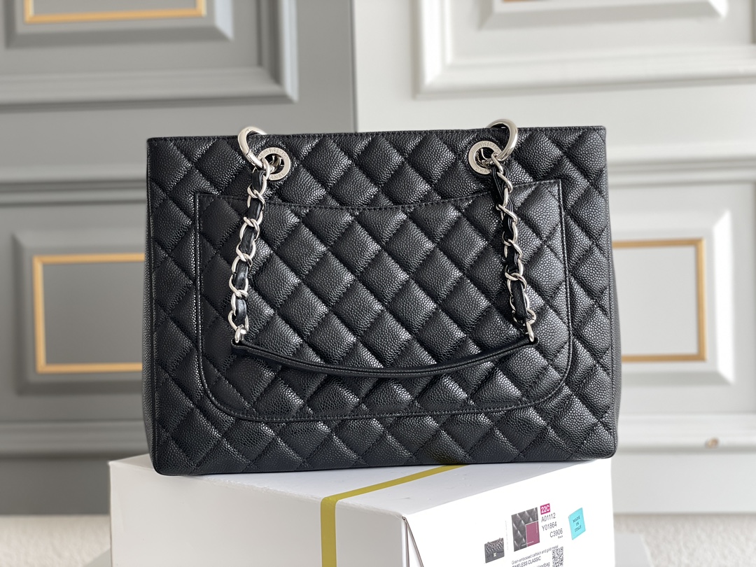 CHANEL Grand Shopping Tote Bag - Black & Silver