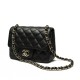 CHANEL Mini Classic Square Flap Bag in Lambskin- Black & Gold