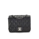 CHANEL Mini Classic Square Flap Bag in Grained Calfskin - Black & Silver