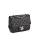 CHANEL Mini Classic Square Flap Bag in Grained Calfskin - Black & Silver