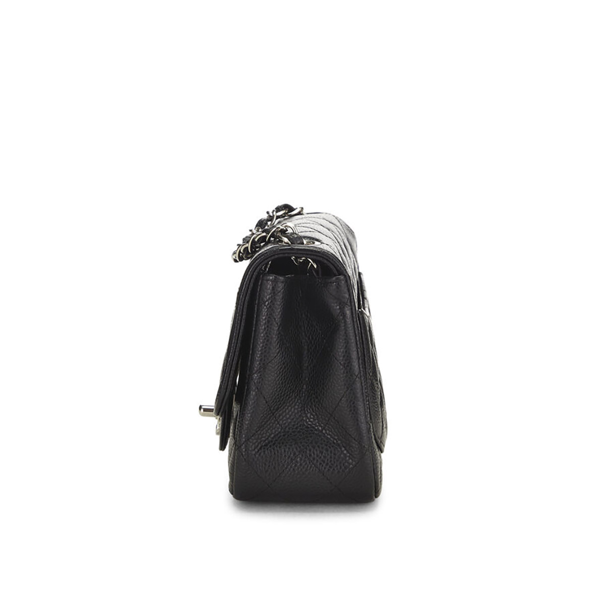 CHANEL Mini Classic Square Flap Bag in Grained Calfskin - Black & Silver