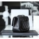 CHANEL Mini Classic Square Flap Bag in Grained Calfskin - Black & Silver