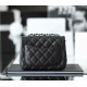 CHANEL Mini Classic Square Flap Bag in Grained Calfskin - Black & Silver