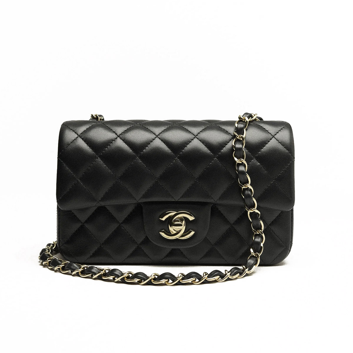 CHANEL Mini Classic Flap Bag in Lambskin- Black