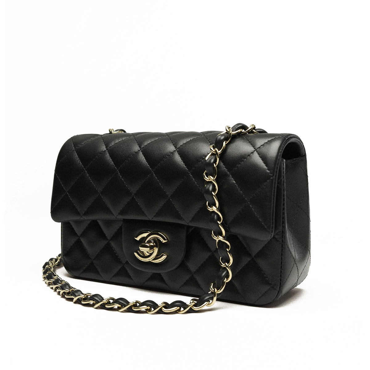 CHANEL Mini Classic Flap Bag in Lambskin- Black