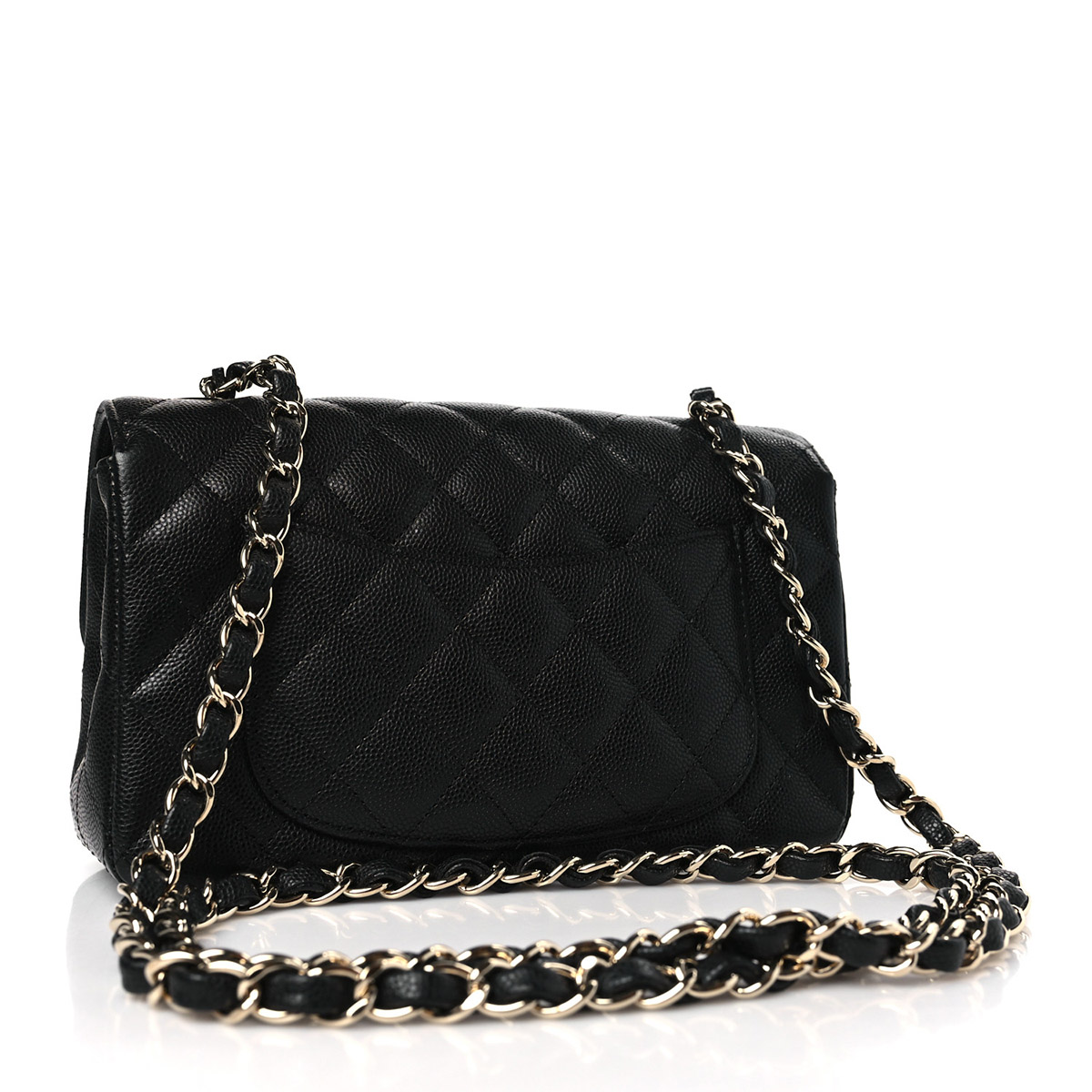 CHANEL Mini Classic Flap Bag in Grained Calfskin- Black