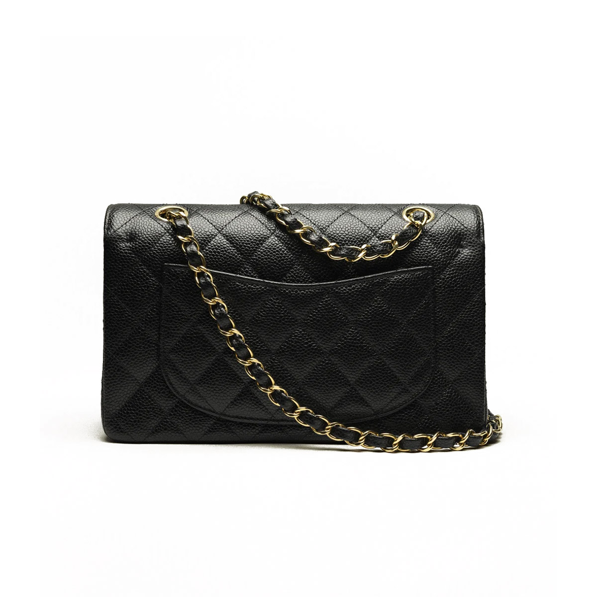 CHANEL Samll Classic Flap Bag in Grained Calfskin - Black & Gold