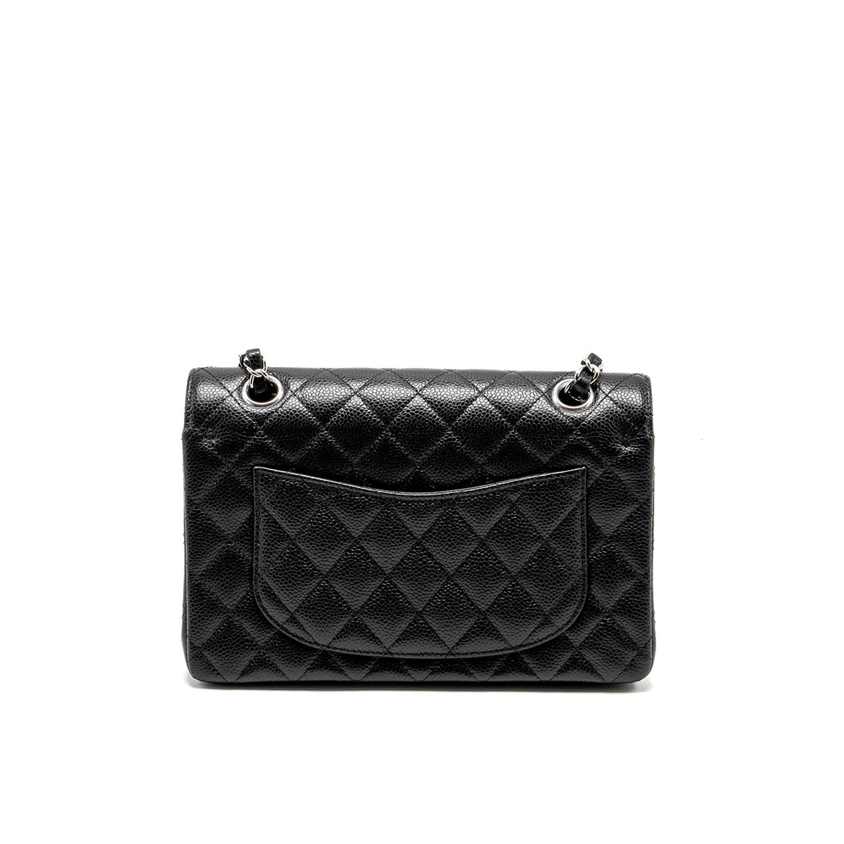 CHANEL Samll Classic Flap Bag in Grained Calfskin - Black & Silver