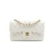 CHANEL Samll Classic Flap Bag in Grained Calfskin - White & Gold