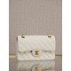 CHANEL Samll Classic Flap Bag in Grained Calfskin - White & Gold