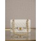 CHANEL Samll Classic Flap Bag in Grained Calfskin - White & Gold